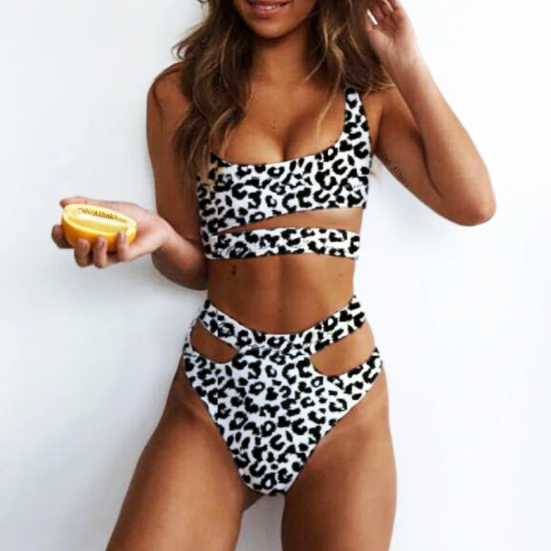 

High Cut Leopard Bikini 2019 New Hollow Out Sexy Swimwear Women Bathing Suit Brazilian Push Up Swimsuit Female Bathers