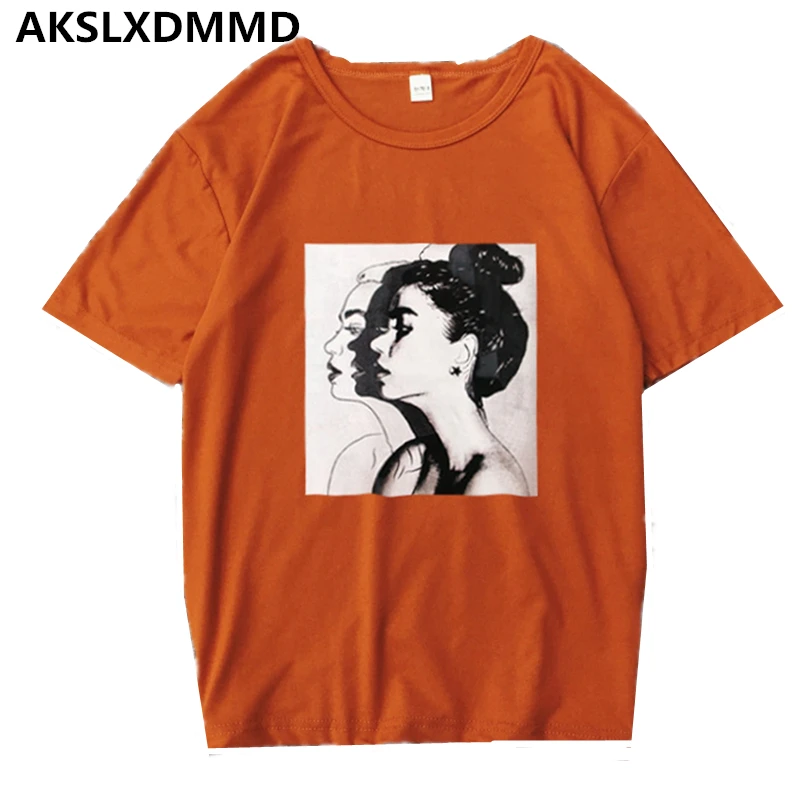 

2019 Summer T-shirt Women Tops Fashion Casual Street Print Short Sleeve Round Neck Loose Plus Size Bottoming Women T-shirt CW333