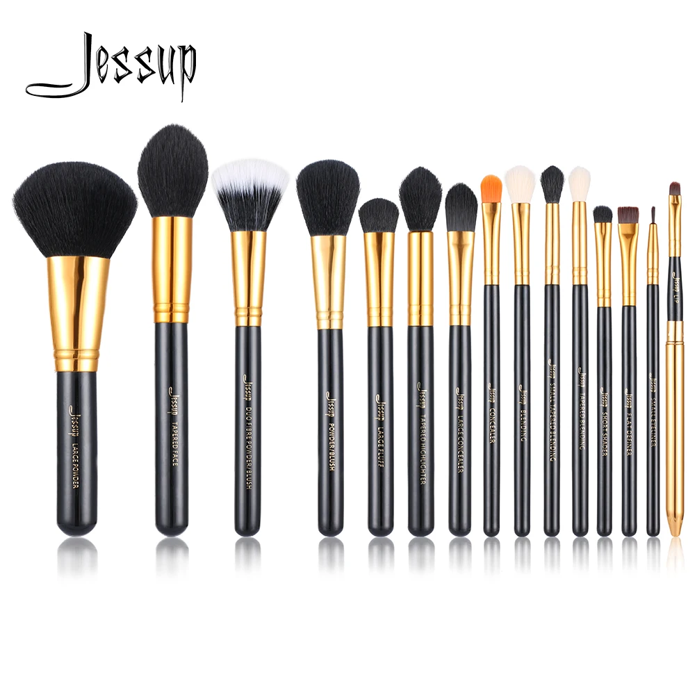 Продажа Джессап 15 шт. кисти для макияжа brush Set составляют косметический салон Пудра Тени для век Карандаш для глаз кисть для губ инструмент черный зо...