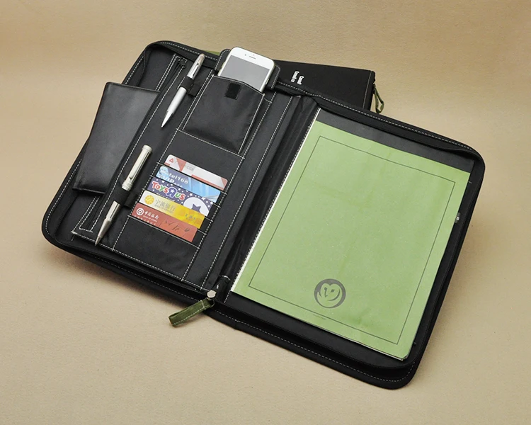 

high-level business padfolio A4 file folder with a zipper manager bag for documents with notebook refill paper pen holder 1263B