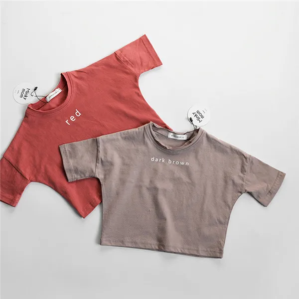 Roupas para Crianças Verão Crianças Topo Nova Manga Curta Camiseta Letras Impresso Algodão Tshirts Meninas Soltas Casual 11 letras impresso algodão tshirts meninas roupas para