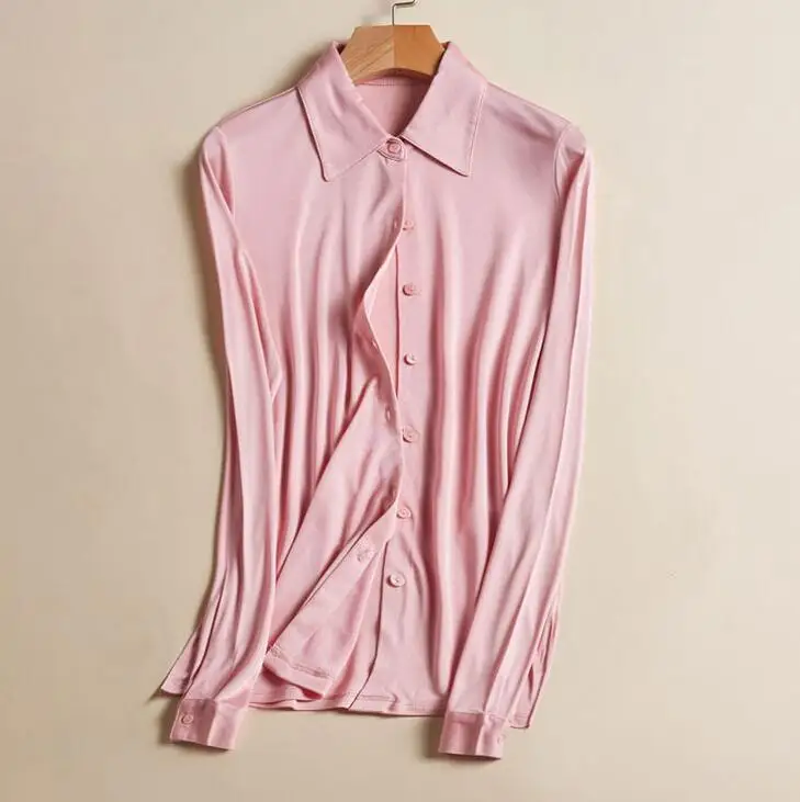 50 Silk 50 Viscose Women's Stretchy Collar Shirt Base Layer Long