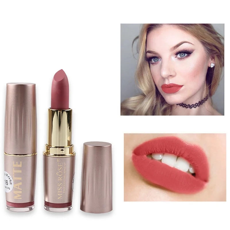 

18 color matte gold tube lipstick red brick red lipstick lasting does not fade matte lipstick set lipstick matte long lasting