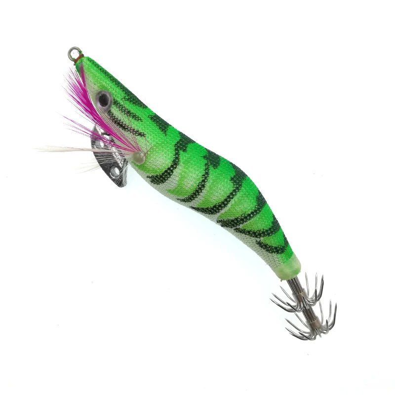 

1pc Squid Jig Fishing Lures 2.5# hook Wood Shrimp Lure Squid Cuttlefish Jigs Lure 12g 10cm Luminous Fishing pesca fishing tackle