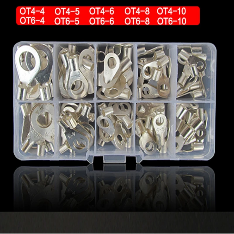 

200pcs/box OT1.5 2.5 cold-pressed terminal block O-shaped round bare terminal crimped copper nose silver-plated