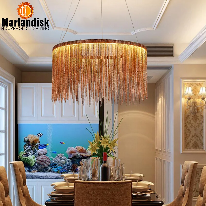  Modern Post Modern Round Led Pendant Light Aluminum Chain Lamp Nordic Bedroom Living Room Restauran - 32846356513