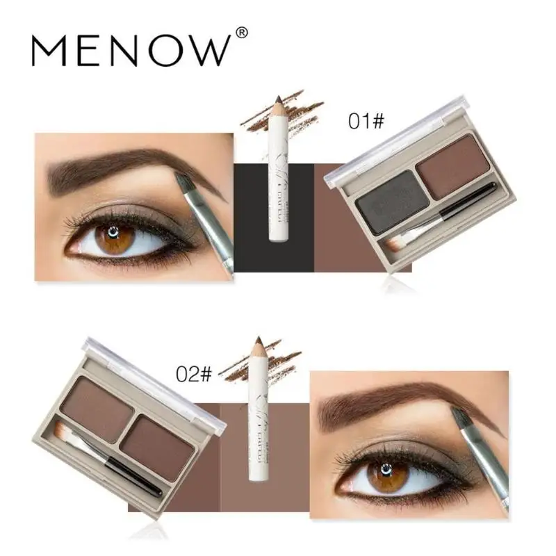 2 Color Eyebrow Powder Waterproof Eyeliner Pen Brush Eyes Eyebrow