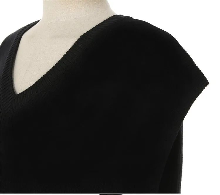 Женский кашемировый свитер, жилет, вязаный пуловер без рукавов, модный Свободный черный свитер, жилет высокого качества, жилет для женщин