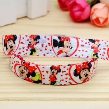 

5/8'' Free shipping Fold Elastic FOE minnie printed headband headwear hairband diy decoration wholesale OEM P5269