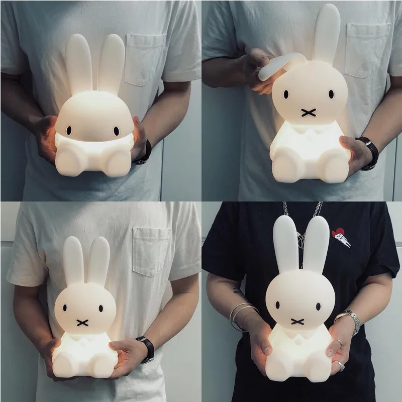

Ins Hot Miffy Rabbit Children Concise Silicone LED Table Lamp Dimmable LED Night Light USB Rechargeable Baby Room For Kids Gift
