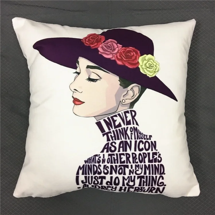 

Audrey Hepburn Rose Flower Cushion Covers Classic Beauty Pillow Cover 40X40cm Baby Bedroom Sofa Decoration