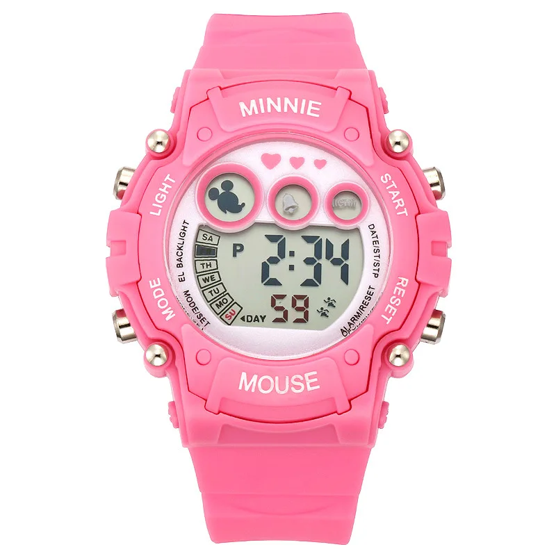 Детские часы Disney цифровые Montre Femme Marque De Luxe известный бренд розовые детские для