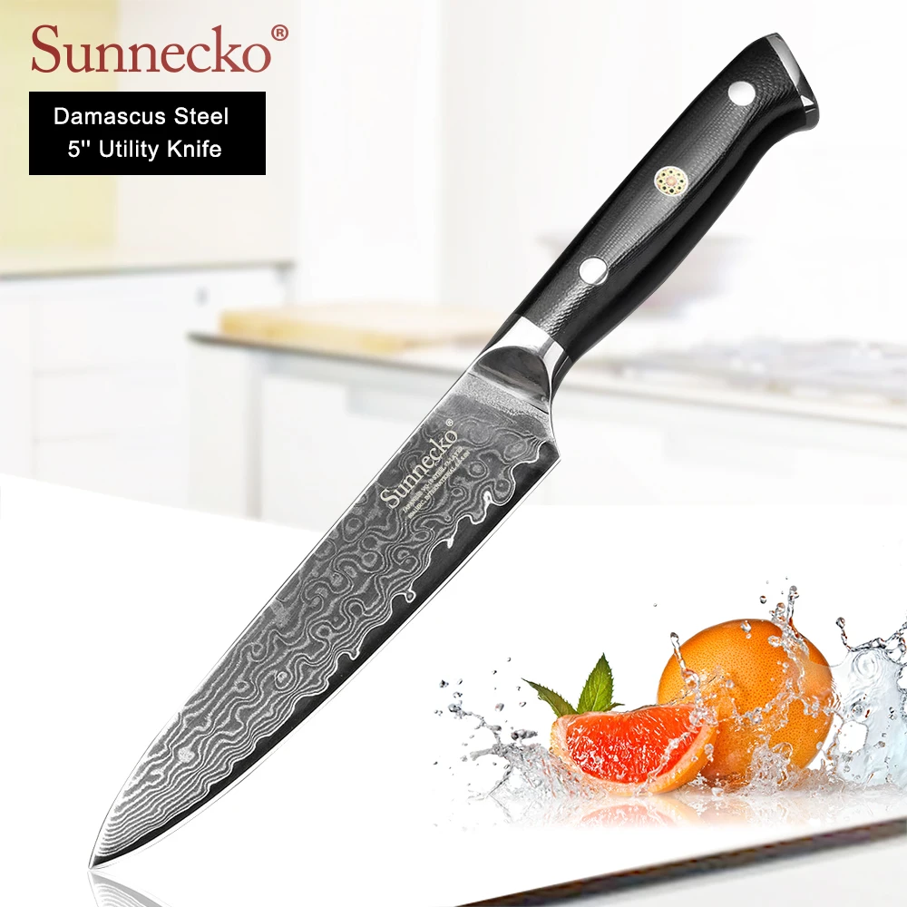 Универсальный нож SUNNECKO 5 дюймов японские кухонные резцы из дамасской стали VG10