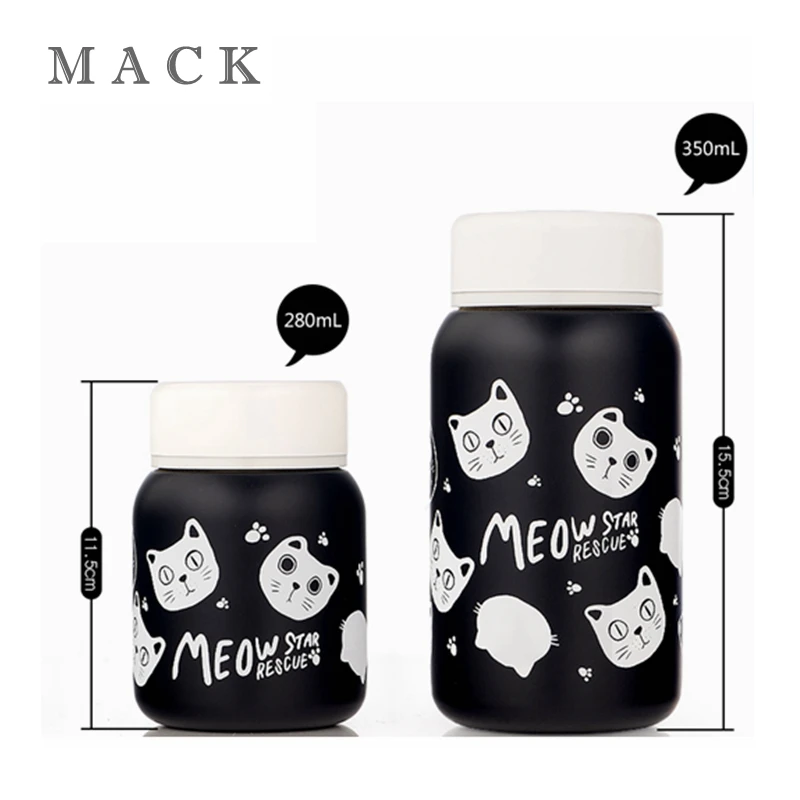 Fruit Cat Thermos Cup Cartoon Stainless Steel Car Vacuum Flask Office Coffee Mug Vehicle Bottle Thermoses