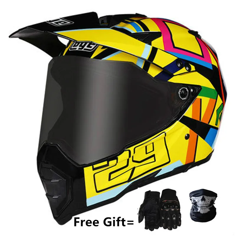 Специальное предложение, полный шлем для мотоциклистов, гоночный шлем для мотокросса, шлем для мотокросса в горошек, шлем для мотоциклистов, полный шлем, Размеры S до XXL - Цвет: 29-dark lens