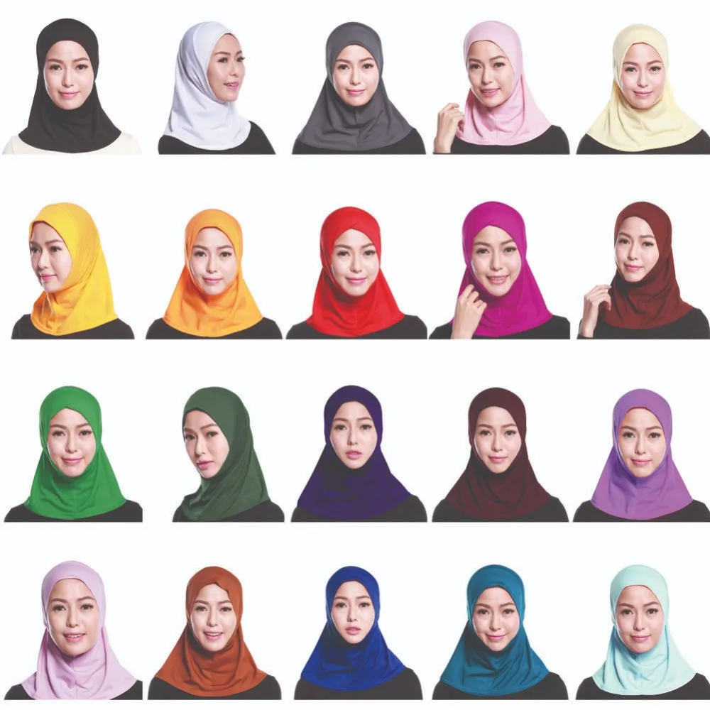 

Muslim Women Full Cover Cap Hijab Mini Scarf Headwear Turban Hat Headcover Islamic Under Scarf Solid Color Headscarf Amira Ninja