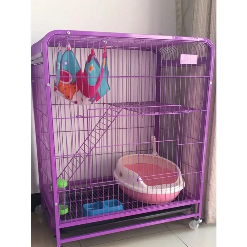 Pets three large square tube double fold cat cage Cheap Villa encryptionin Cat Crates & Cages