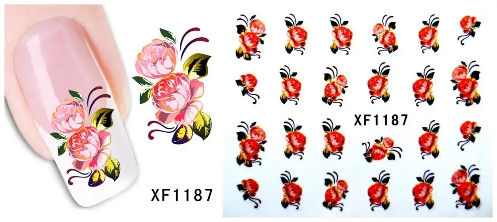 30 стилей! Модный лак для ногтей, наклейки, цветочный дизайн, переводные наклейки для ногтей - Цвет: XF1187
