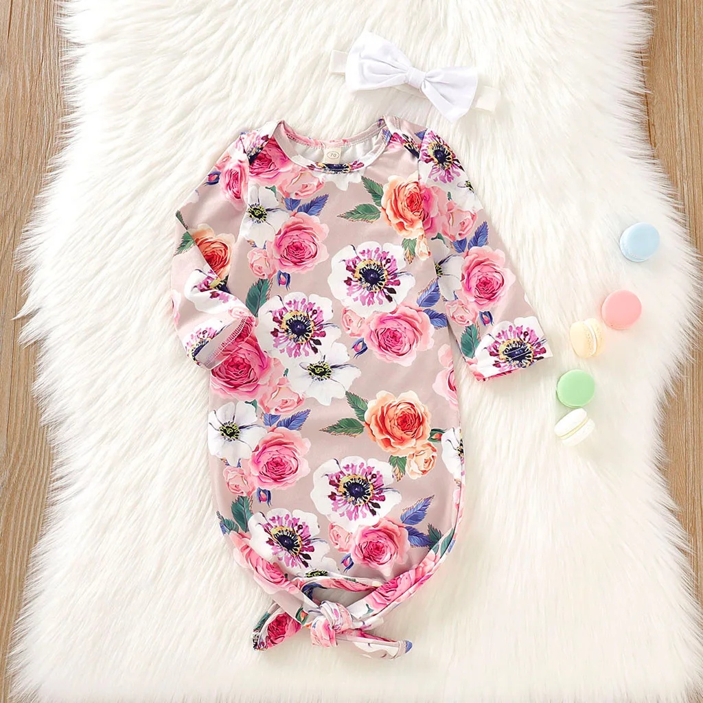 Спальный мешок в цветочек для новорожденных мальчиков и девочек, пеленальный колпак, повязка на голову, набор мягких пеленок, органический хлопок, детское постельное белье для ванной