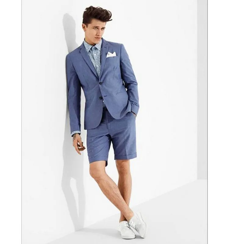 16-4 Men's suit thin section linen men's suit shorts 2 (jacket + shorts) beach summer suit custom men's casual suit