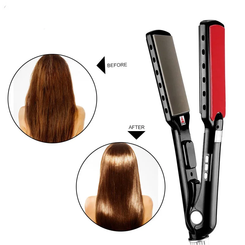 

Professional hair straightener double layer Capello embossed tower titanium 450 degree straight hair straight iron