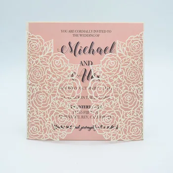 

New products 2018 ideals laser cut rose wedding invitation card