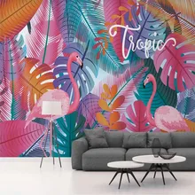 Custom wallpaper Nordic flamingo tropical plant background wall decoration waterproof material Custom wallpaper Nordic flamingo tropical plant background wall decoration waterproof material