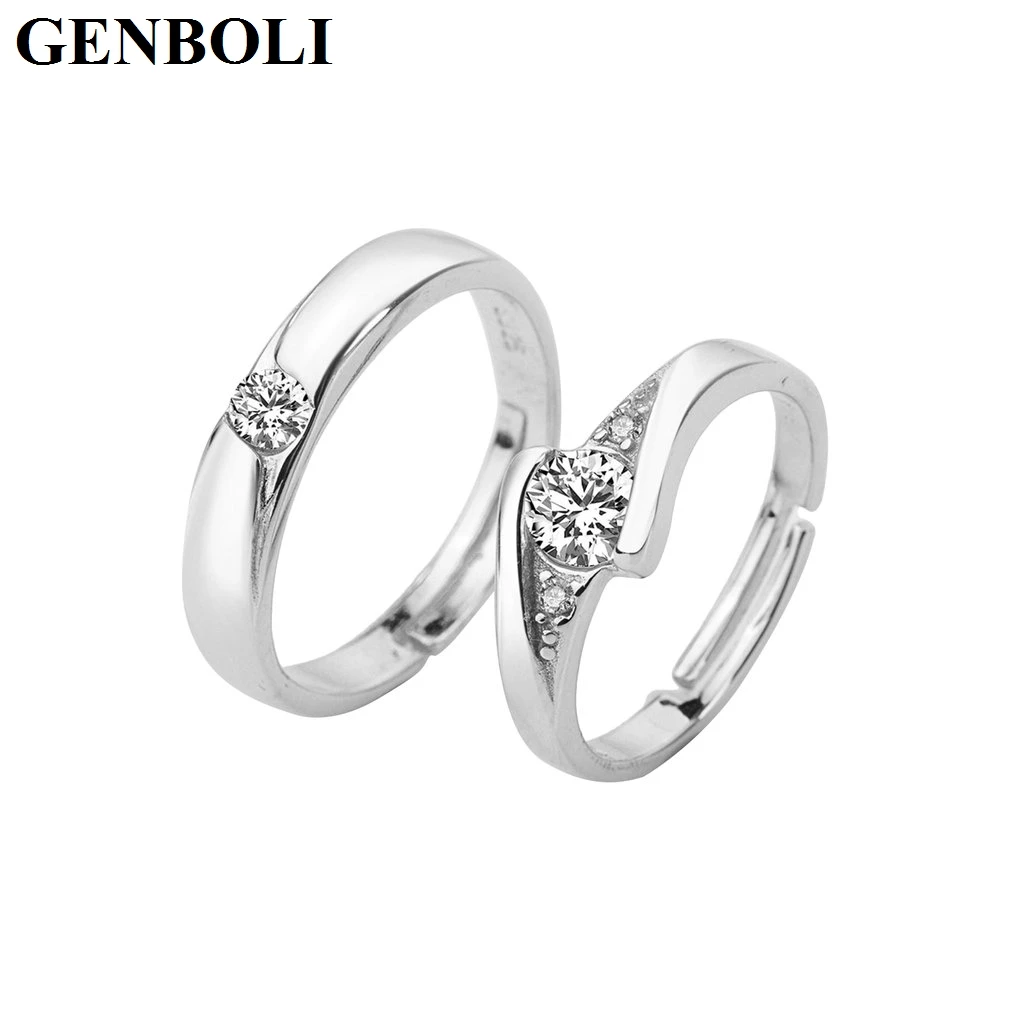 

Couple Rings Zircon Set Pair Wedding Promise Ring 30% Sterling Silver Women Men Lovers Vintage Jewelry Non-fade DIY Jewelry