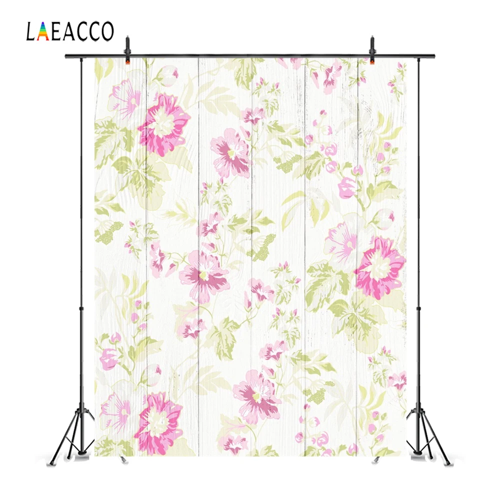 

Laeacco Flowers Pattern Wooden Boards Baby Photo Backgrounds Customized Photography Backdrops For Photo Studio