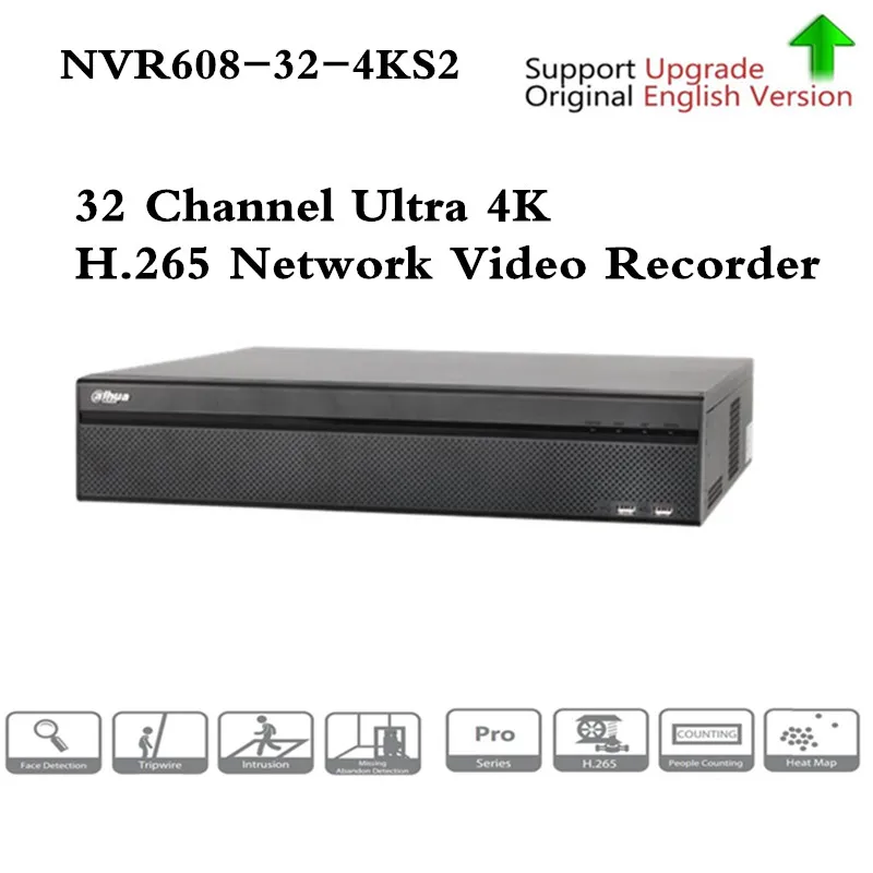 Оригинальная Dahua egnlish версия 4K 32ch DH NVR608 32 4KS2 каналов + eSATA Onvif H.265 сетевой