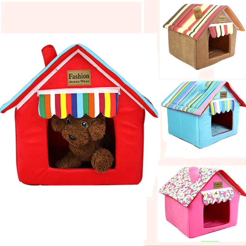

Fashion Striped Removable Cover Mat Dog House outdoor Dog Beds For Small Medium Dogs Pet Products Supplies Beds for Cat#XS-XL