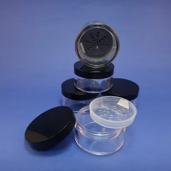 

3 Pcs Made in Taiwan Sample Plastic Packaging with Black Lid Cosmetic Sifter Loose Powder Jar Container 30g(AY81(30)ASST-C=3pcs)