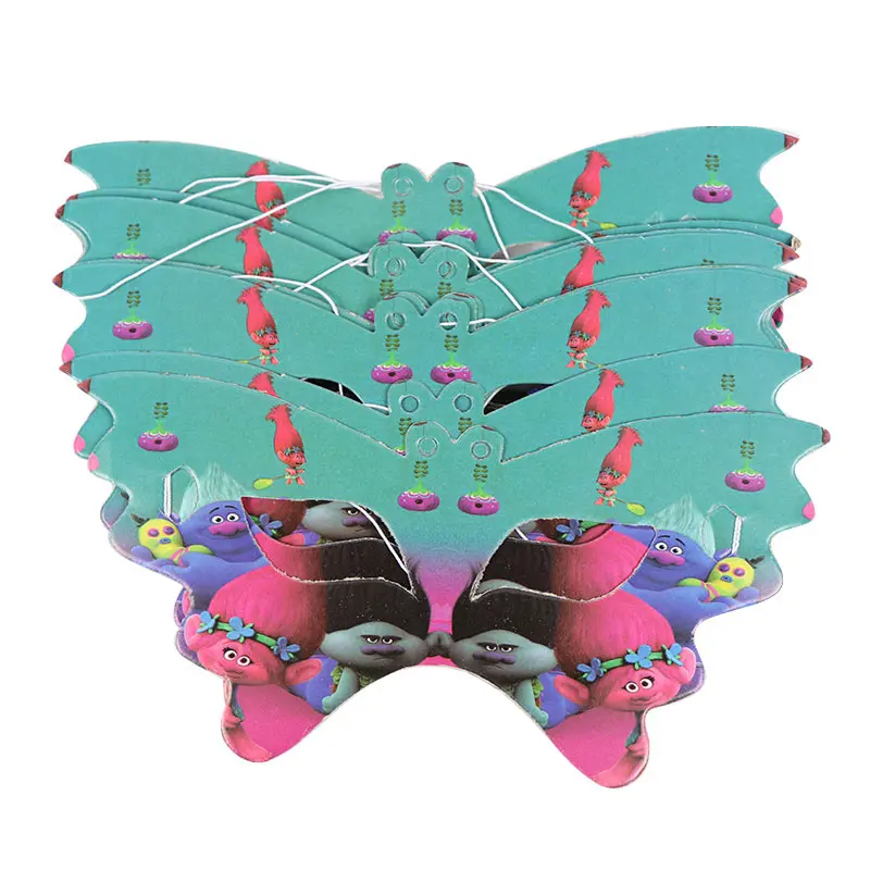 Тема троллей мультфильм набор для вечеринки воздушный шар посуда тарелка салфетки баннер день рождения коробка конфет детский душ вечерние украшения - Цвет: mask 10pcs
