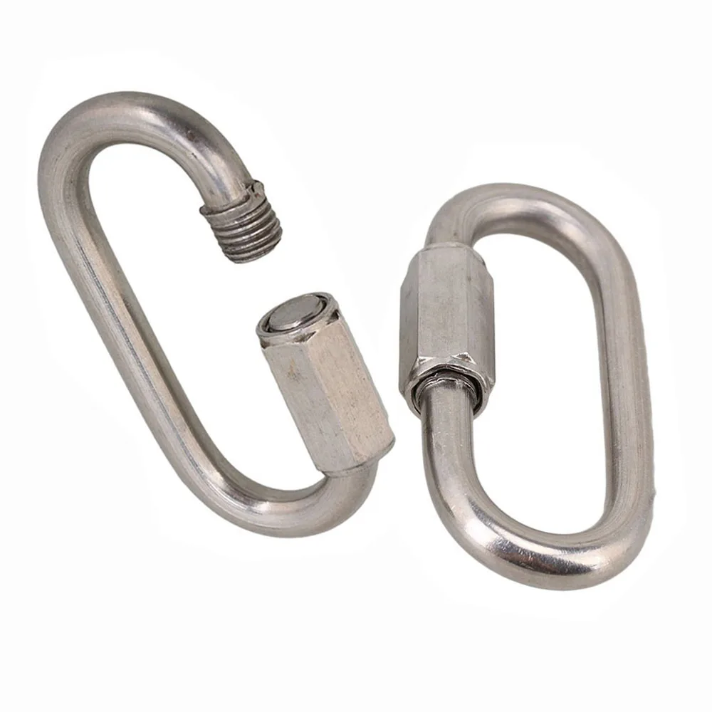 

Multifunctional 304 Stainless Steel Carabiner Quick Oval Screwlock Link Lock Ring Hook M7 Pack of 2