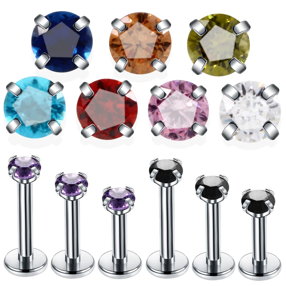 

3pcs/lot Steel Zircon Ear Helix Tragus Barbell Piercing Labret Stud Lip Rings Eartilage Earrings Sexy Girls Jewelry 16g