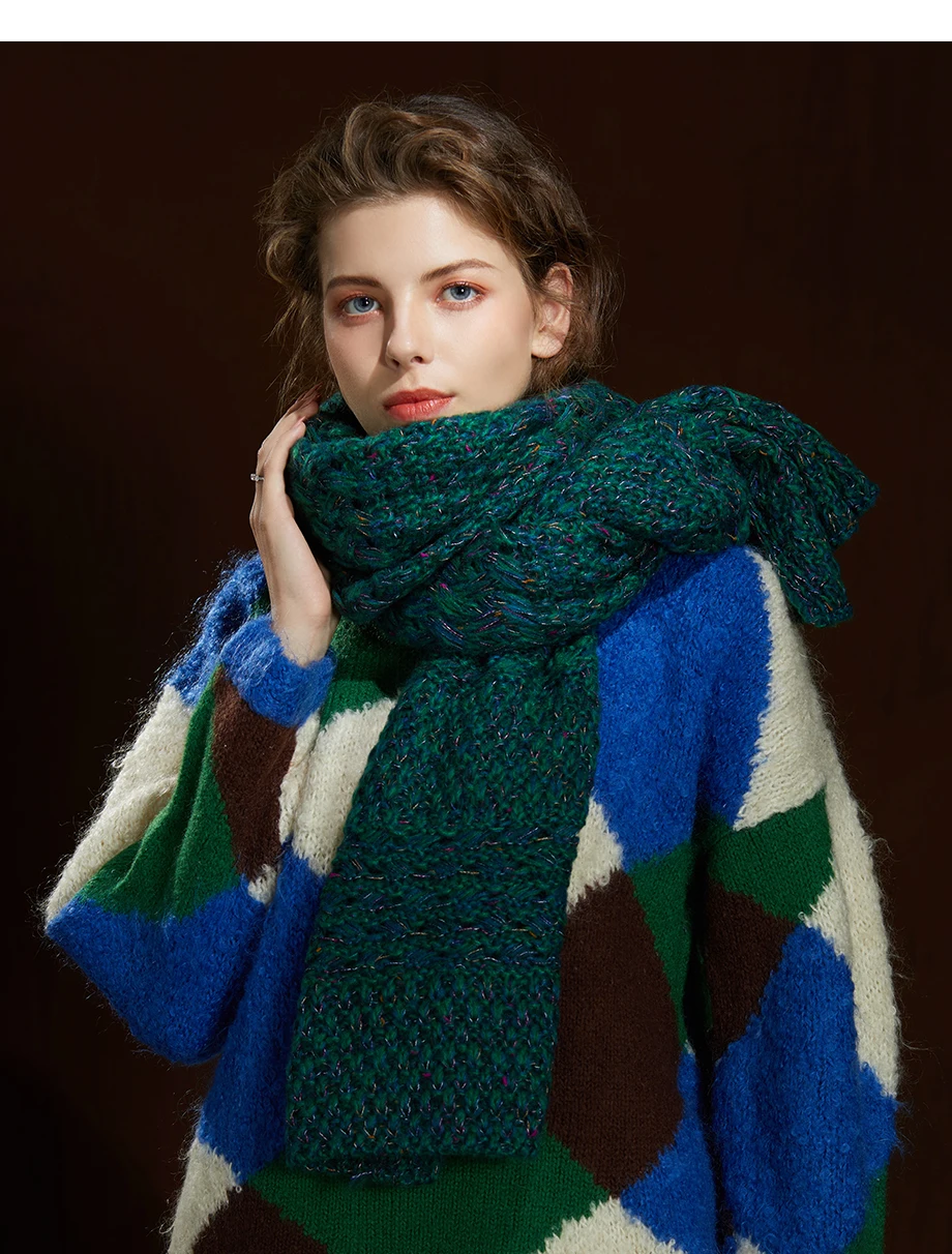 Winter Women Scarf Wool Knit Thick Scarves Female 2019 New Most Popular Design Shawls Warmer Women's Scarves Warm Ladies Scarf (19)