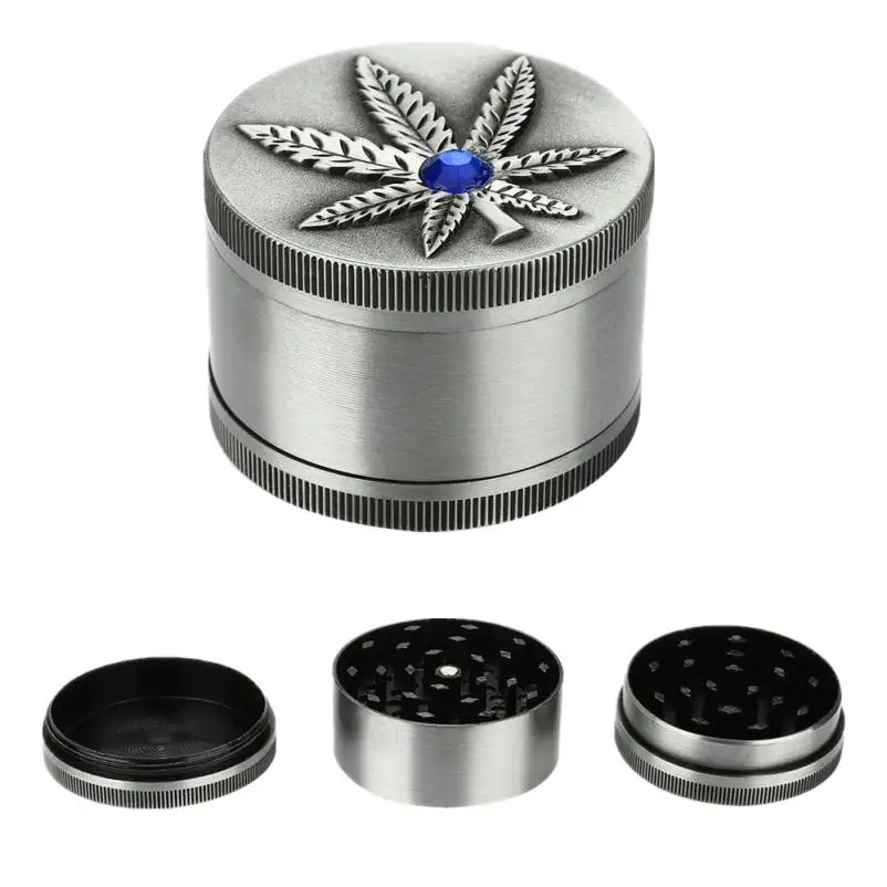 3 layer Tobacco Grinder Mental 50mm Tree Leaf Metal Type Herbal Herb