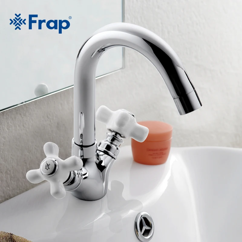 Frap 1 set Faucet Kitchen Chrome Finish Deck Mounted Single Handle Hot Cold Water Toilet Furnitures Kitchen Sink Faucet cocina