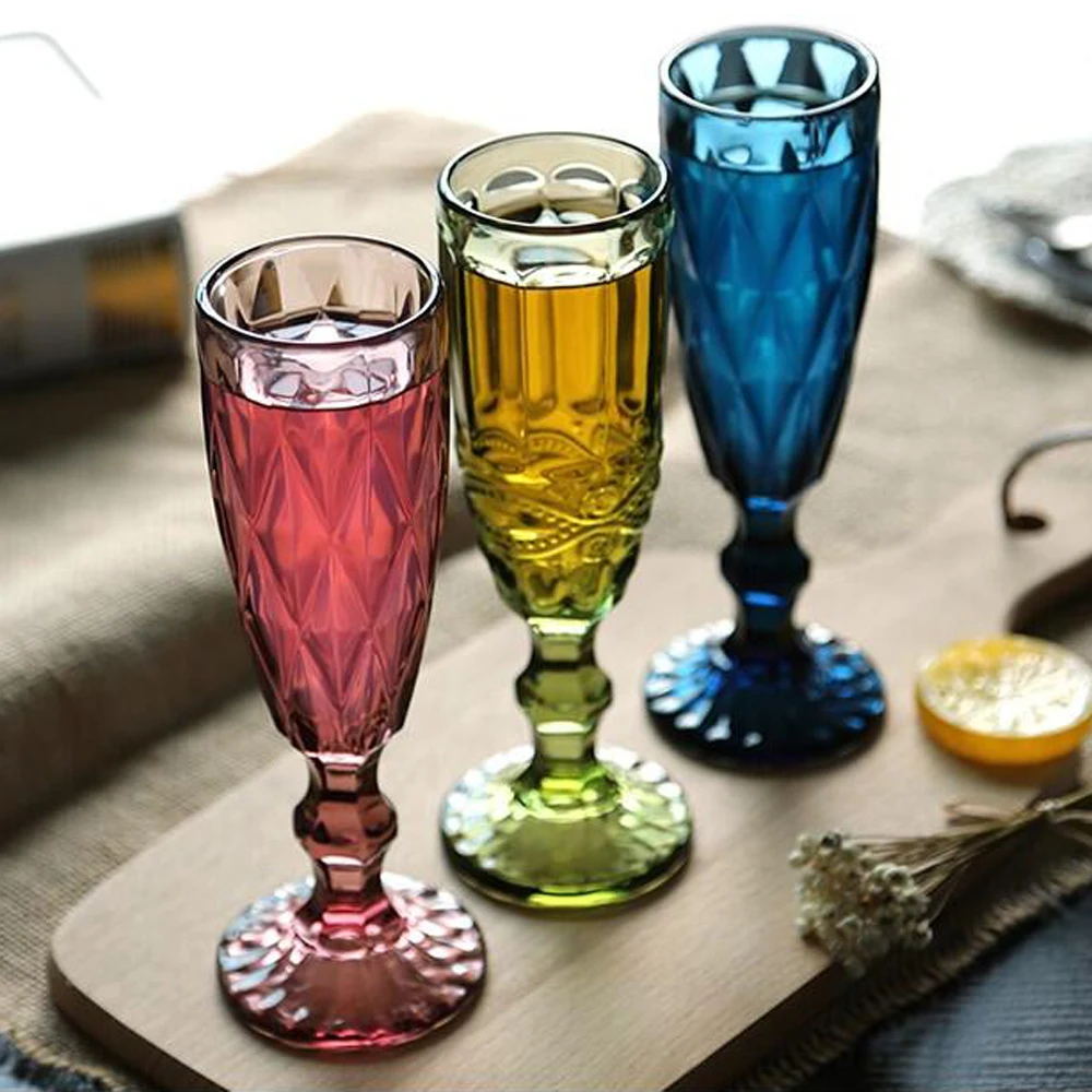 

Colorful 150ML Retro Creative Juice Cup Champagne Cup Home Thick Red Wine Cup Lead-Free Glass Goblet