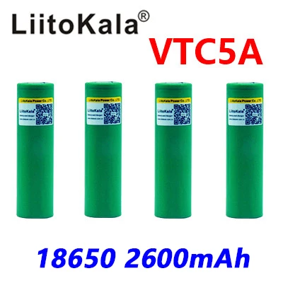 

4pcs LiitoKala Max 35A Pulse 60A Discharge 18650 2600mAh VTC5A 18650 High Drain Li-ion Rechargeable Battery for E-cigarette