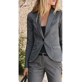 

women professional suits Grey Women Ladies Custom Made Business Office Tuxedos Jacket+Pants Fashion Suits