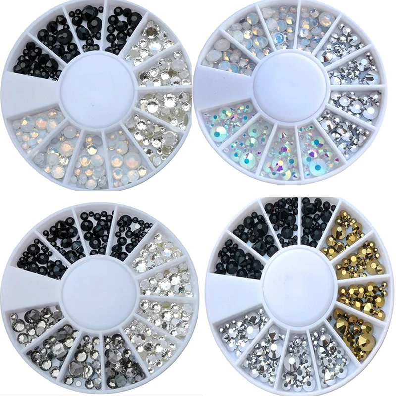 1 колесо кристаллы SS6/SS8/SS10/SS16 маленькие 4 размера Стразы-плоские с задней стороны Стразы драгоценные камни подвески камни не исправление для дизайна ногтей