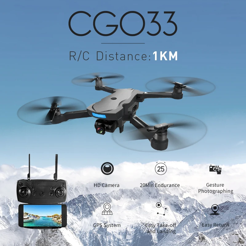 

CG033 1KM R/C Distance WiFi FPV HD 1080P Gimbal Camera GPS Brushless Servo AOSENMA Foldable RC Drone Quadcopter RTF Mode 2
