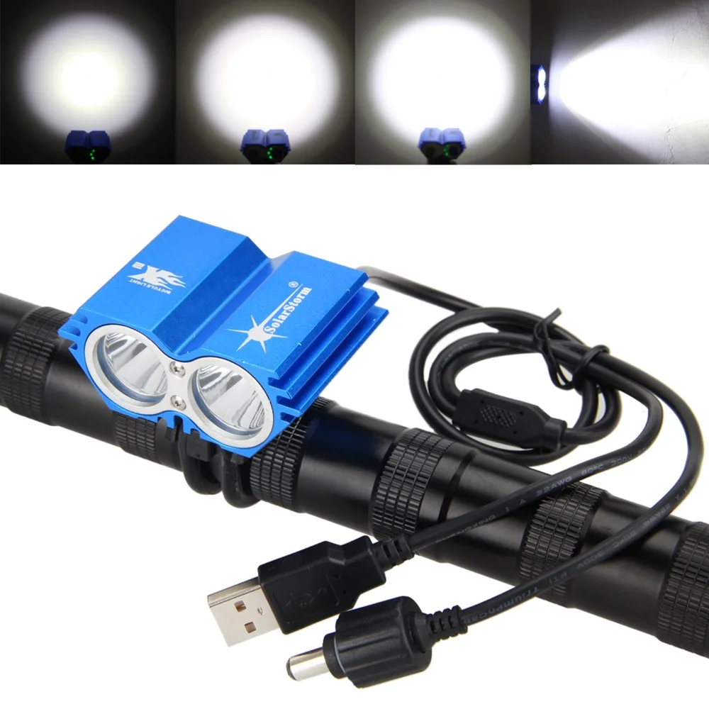 Flash Deal Waterproof Cycling Lamp 6000LM 2x XM-L T6 LED Bicycle Lights Dual Port  Head Front Bike Headlamp USB Port Torch No Battery 7