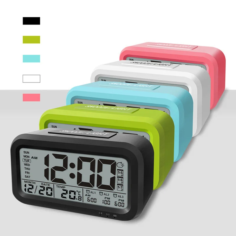 Two Parrots Alarm Clock Night Light Travel Table Desk