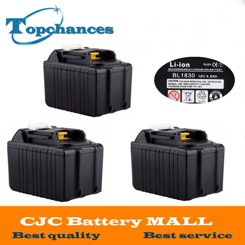 

3PCS 4500mAh Brand New Rechargeable Li-ion Replacement Power Tool Battery for Makita 18V BL1830 BL1840 LXT400 BL1815 194230-4