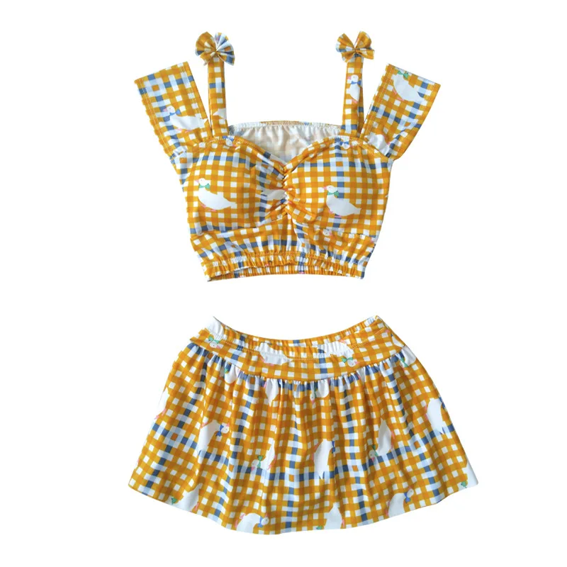 

Japanese Style Plaid Swimsuit Women Bikini Set Beachwear Spring Bathing Suit