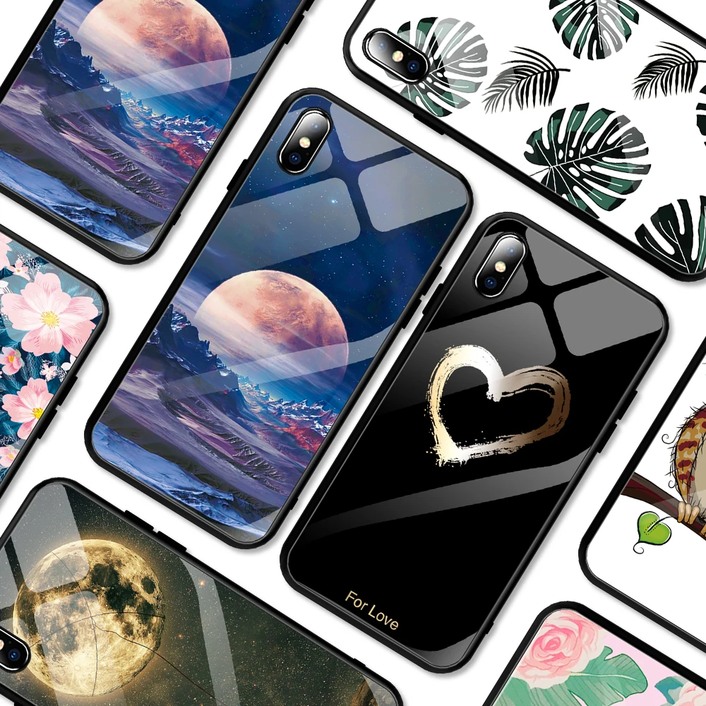 Case For iPhone XS MAX XR 6 6S 7 8 Plus Phone Cases Clear Tempered Glass Pattern Cover For iPhone XS Max XR 10 Ultra Thin Case Case For iPhone XS MAX XR 6 6S 7 8 Plus Phone Cases Clear Tempered Glass Pattern Cover For iPhone XS Max XR 10 Ultra Thin Case