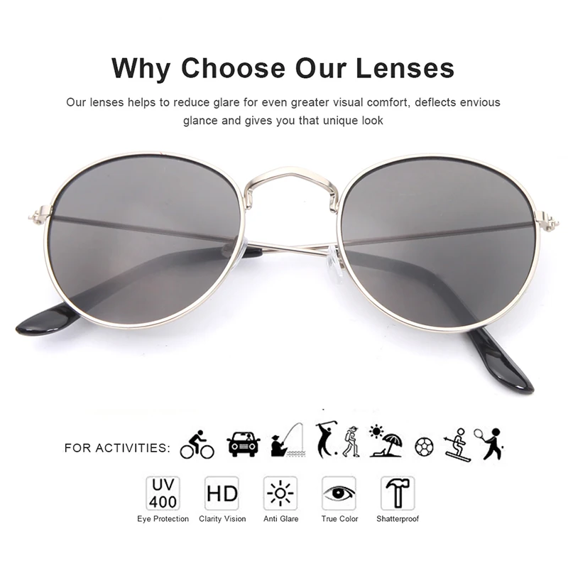 ANTEOJOS Retro Circle Sunglasses Men Women Fashion Vintage UV400 Round Gray Lens Silver Metal Sunglasses Oculos Sol Feminino