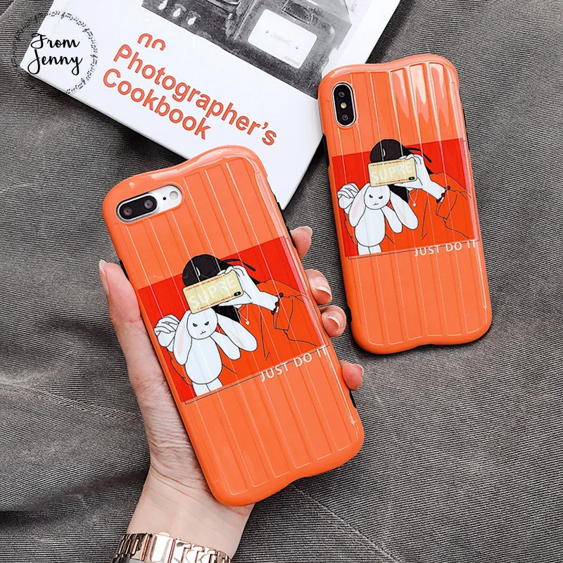 

From Jenny Orange cartoon girl for iPhone x xr xs max 6 6s 7 8 Plus illustration phone silicone protection soft shell